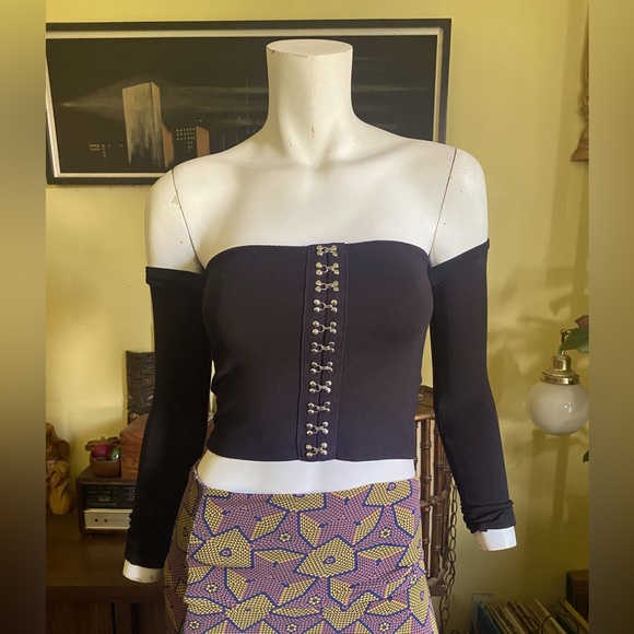 Forever 21 Tops - Ladies off shoulder crop goth top blouse emo skater punk scene club bodycon vamp